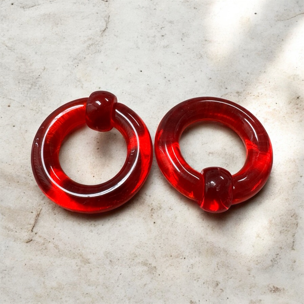 0g 78 Pair Red Acrylic Captive Bead Rings  Body Piercing Jewelry New